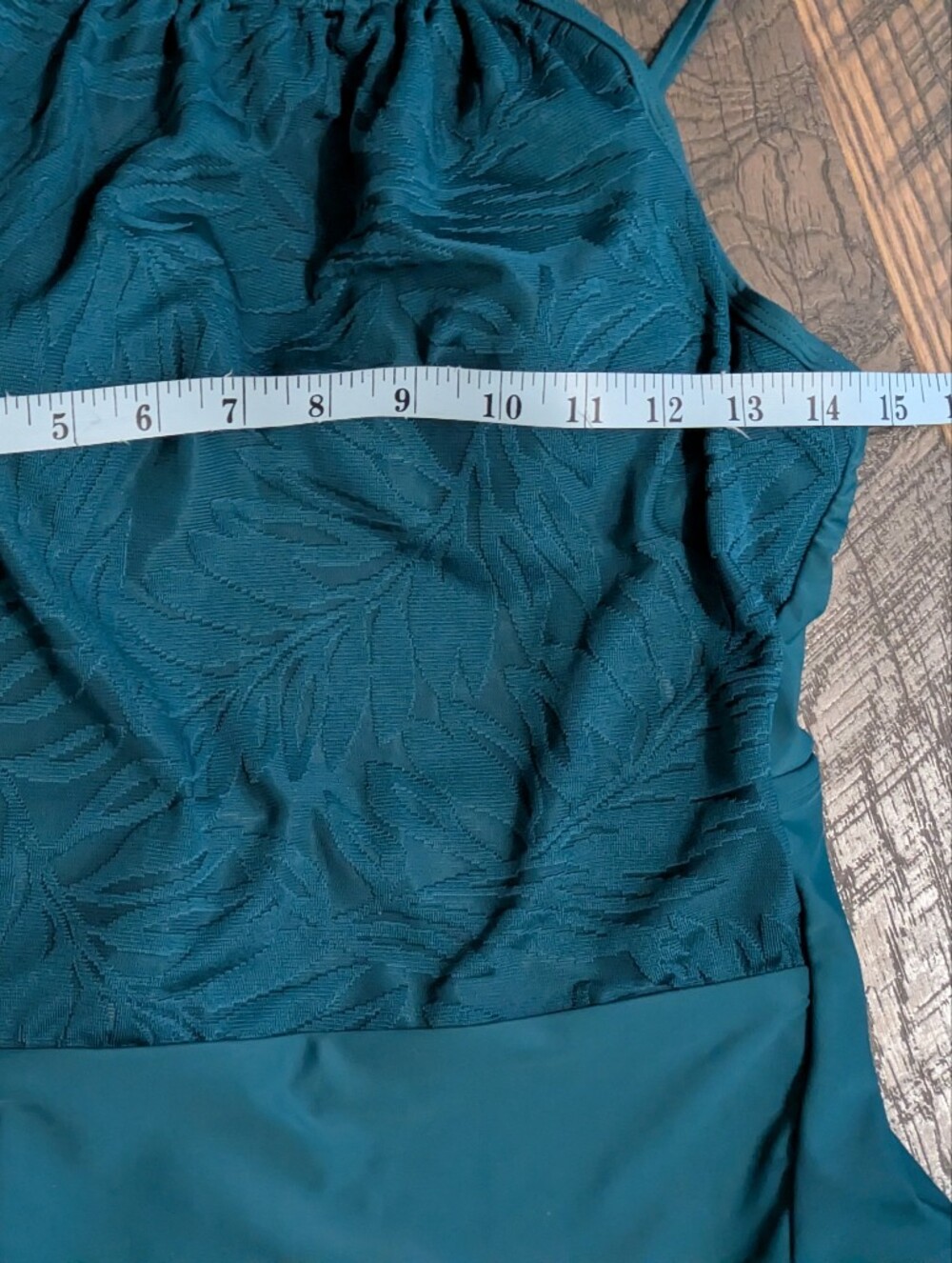 CUPSHE Teal One Piece Swimsuit Size M Medium Textured Floral Mesh Tummy Control - Picture 6 of 10